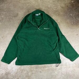 Vintage 90s Green Reebok fleece half‎ zip pullover Size men's Large